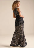 Tiered Lace Gown Black