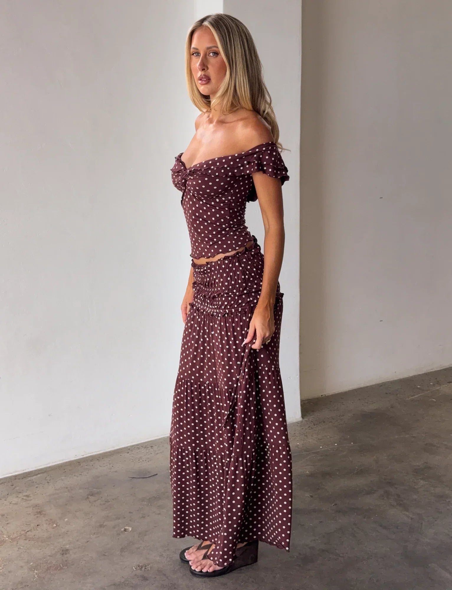 DENALI MAXI SKIRT BROWN DOT