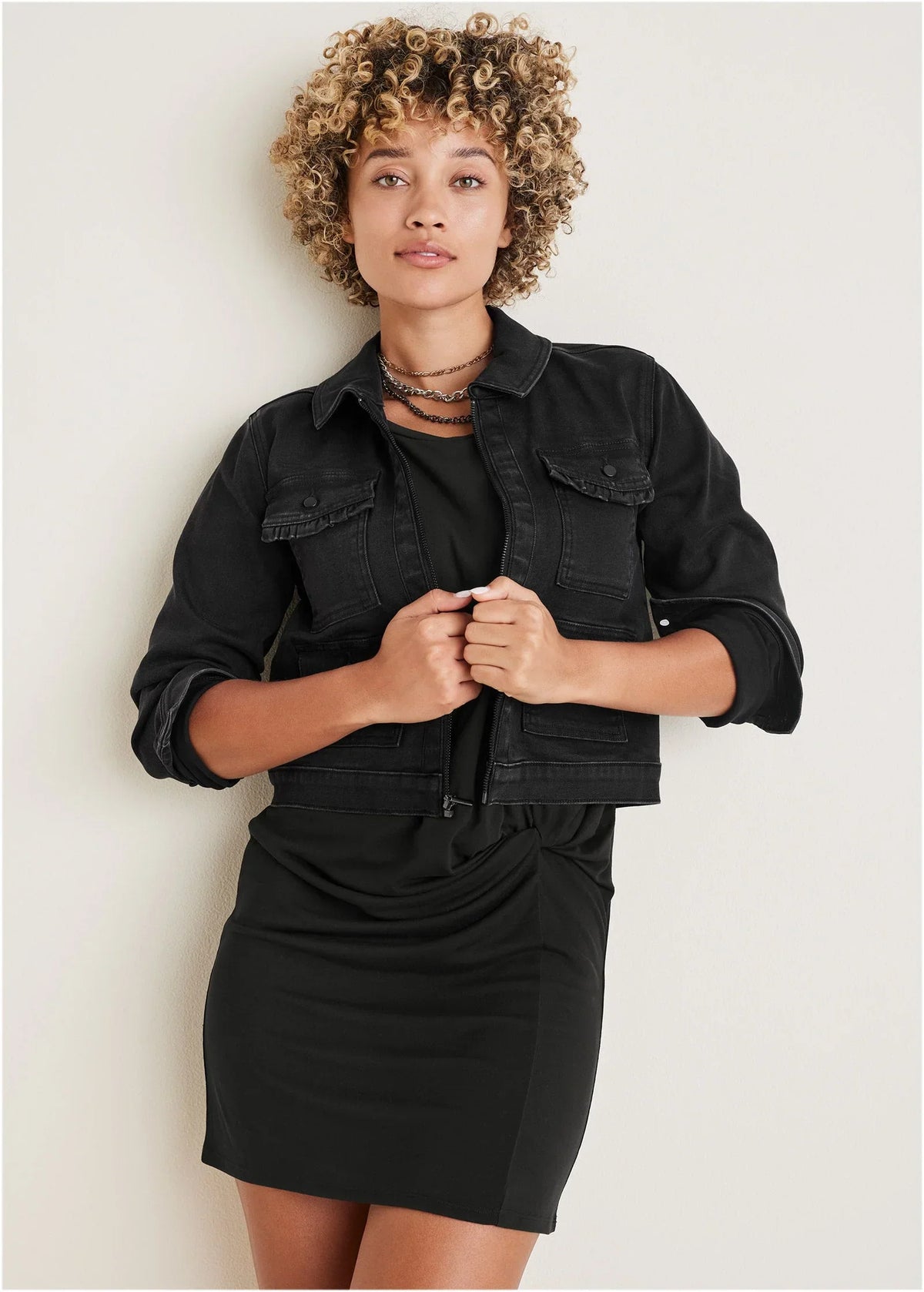 Denim Cargo Jacket Black Wash