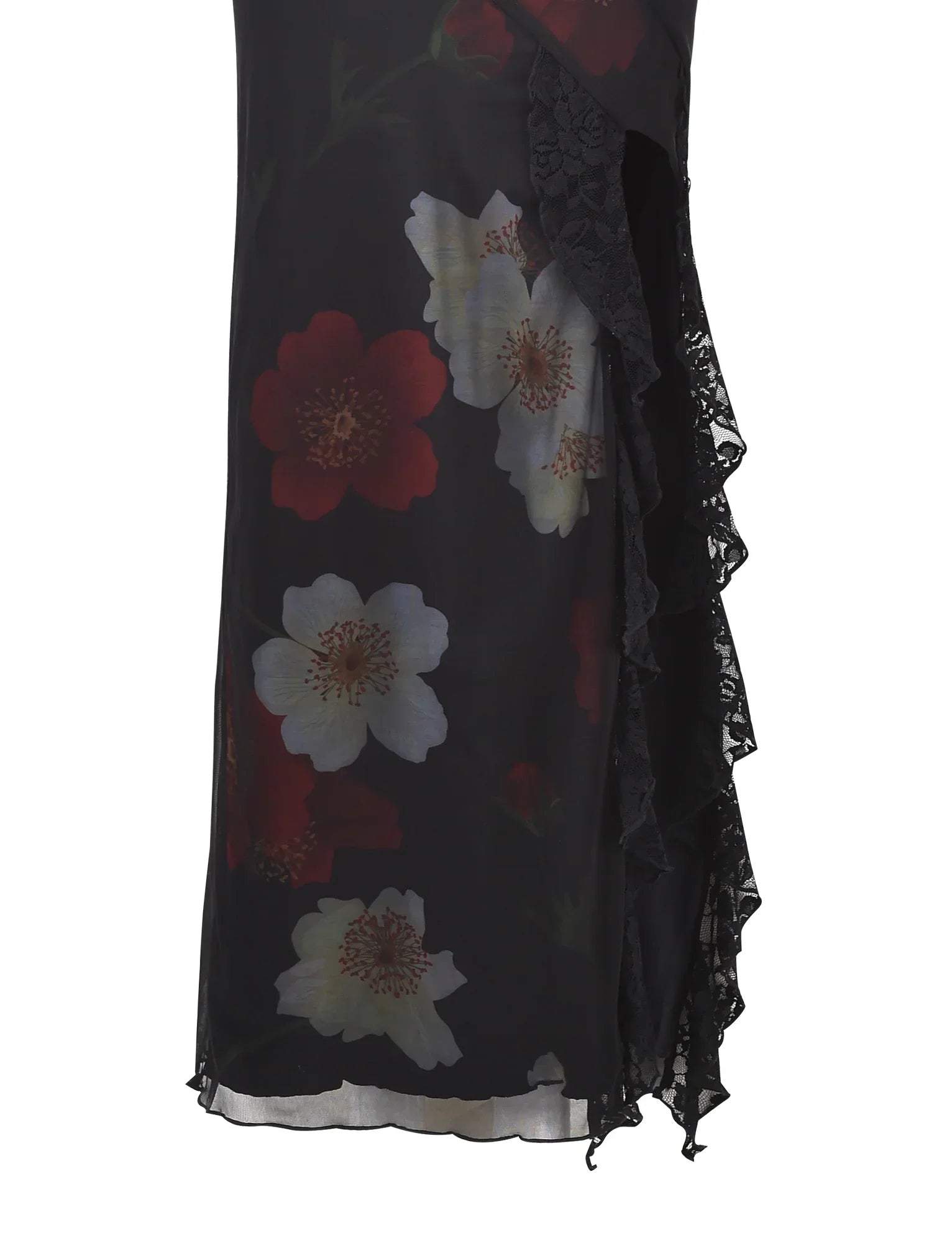 THEO MAXI DRESS RED MACRO FLORAL