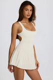 Soft Active Open Back Pleated Tennis Dress in Coconut