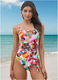 Belted One Piece Watercolor Geo Combo
