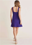 Rhinestone Embellished Flare Mini Dress Violet Indigo