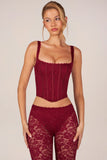 Lace Up Corset Top in Cherry Red