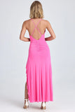 Ruched Ruffle Trim Maxi Dress in Lollipop Pink