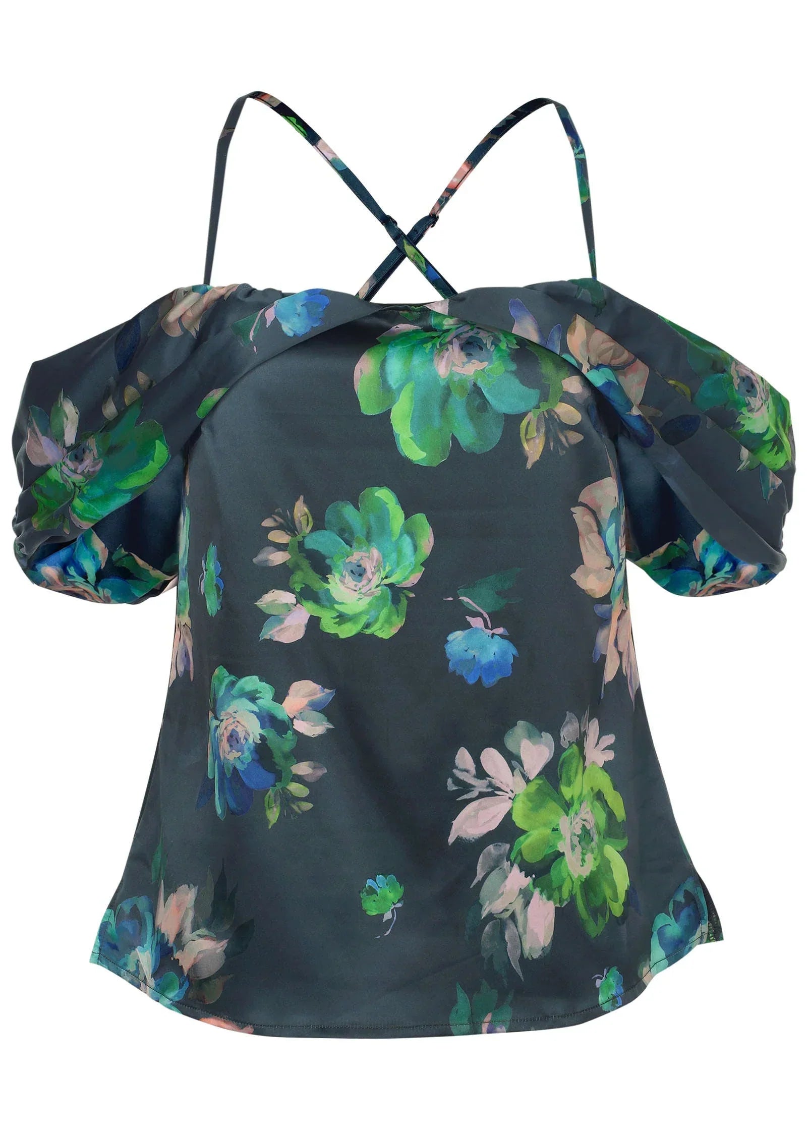 Cold Shoulder Draped Tank Midnight Garden