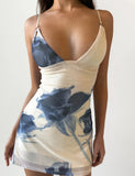 ROSY MINI DRESS INDIGO FLORAL