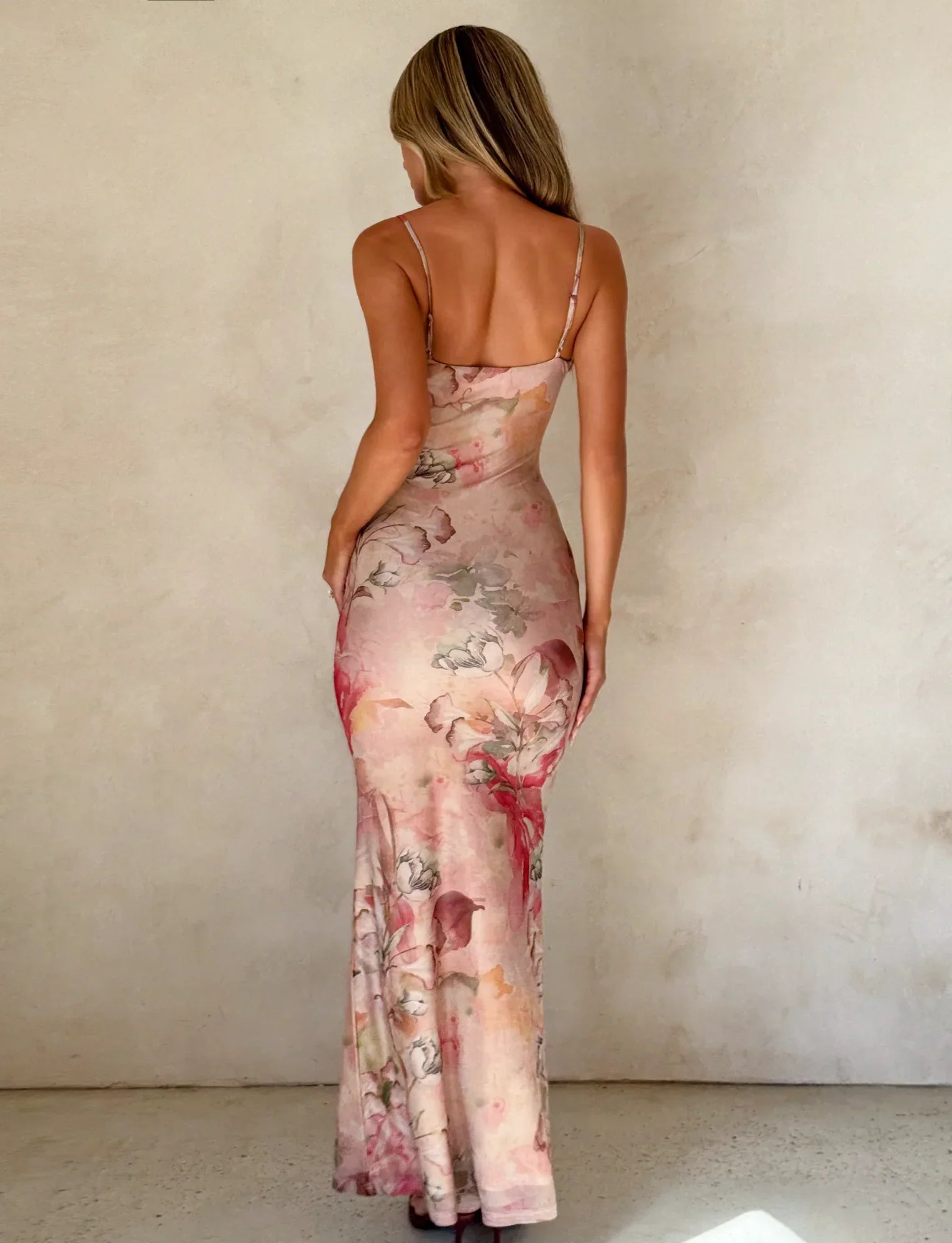 LYRE MAXI DRESS WATERCOLOUR FLORAL