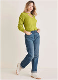 Cable Knit Cut Out Sweater Lentil Sprout