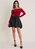 Off The Shoulder Velvet Top Haute Red