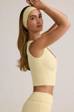 Modal Ribbed Button Up Vest Top in Buttercream Yellow