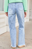 Ariel Light Wash Distressed Wide Leg Jeans