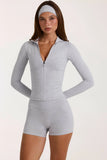 Soft Active Zip Up Jacket in Grey Marl