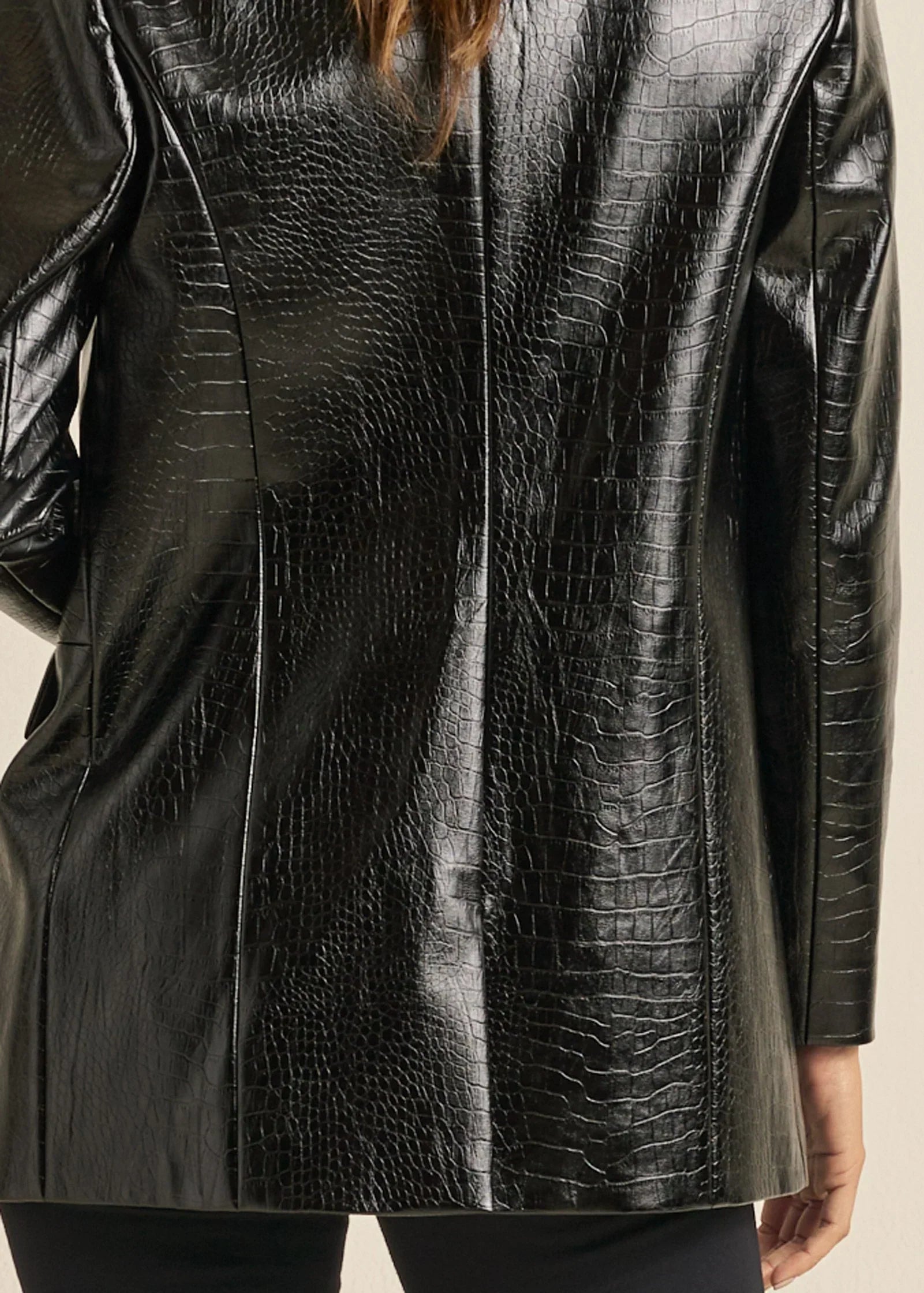 Faux Croc Blazer Jet Black