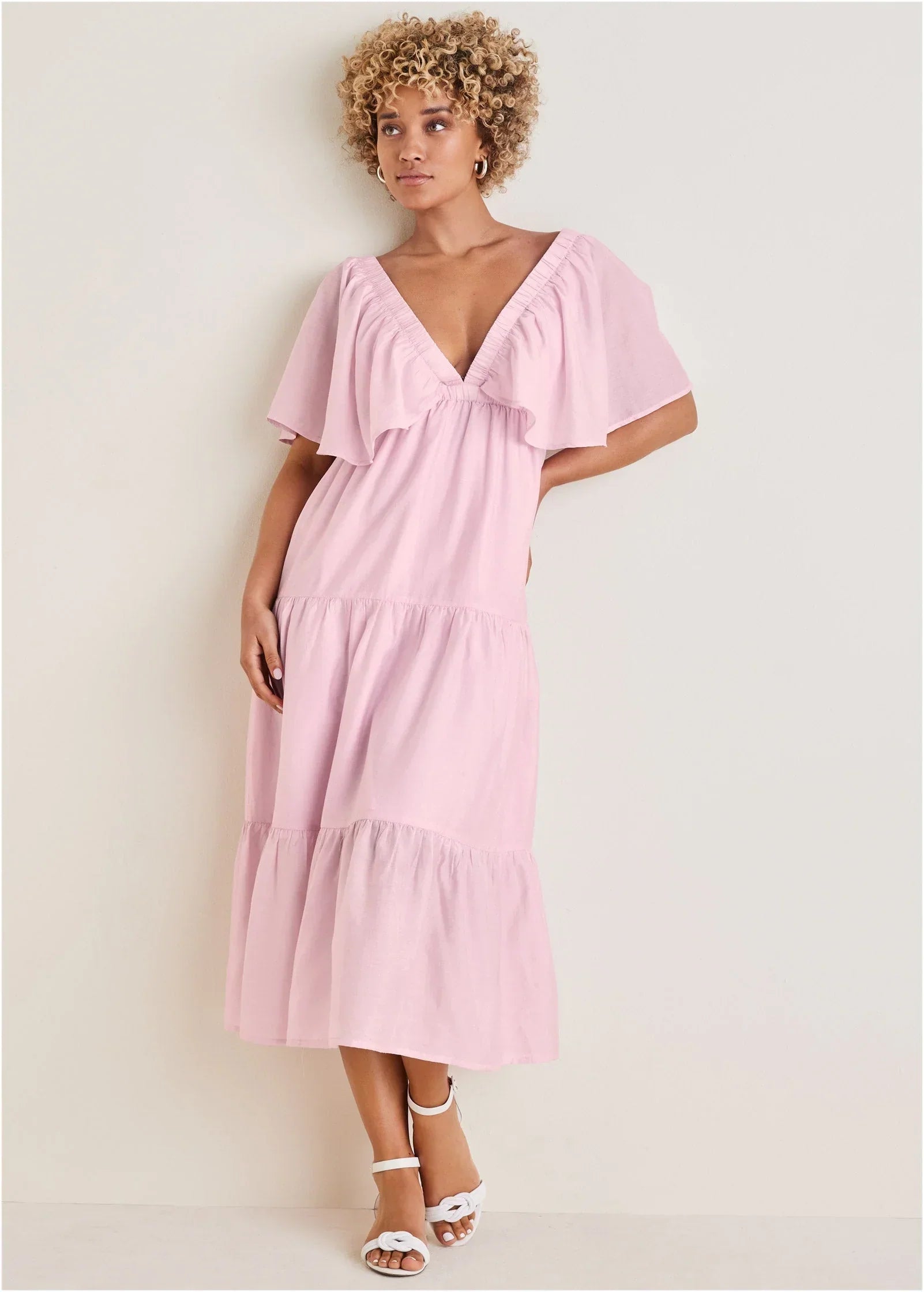 Crinkle Midi Dress Lilac
