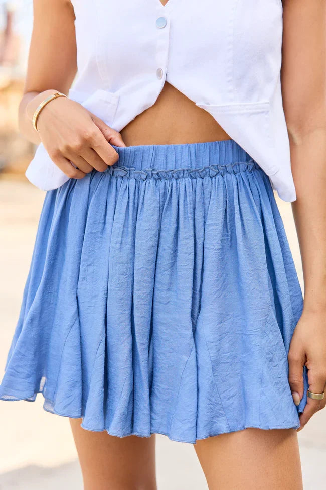 Emilia Denim Blue Pleated Skort