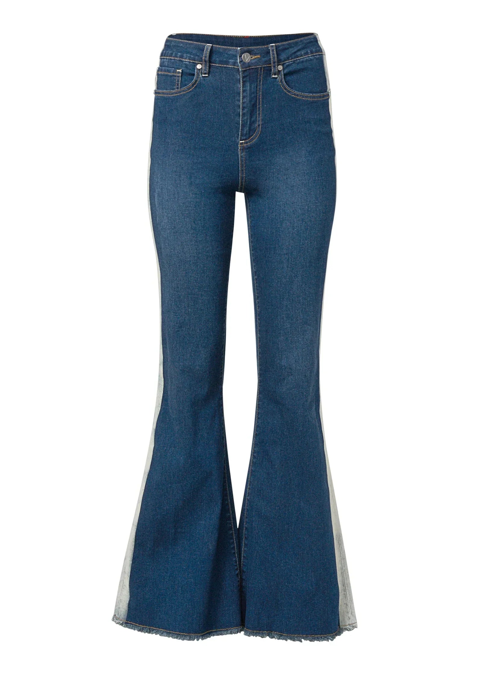 Side Stripe Flare Leg Jeans Denim Multi