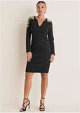 Embellished Scuba Dress Jet Black