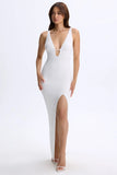 Modal Plunge Cut Out Maxi Dress in White