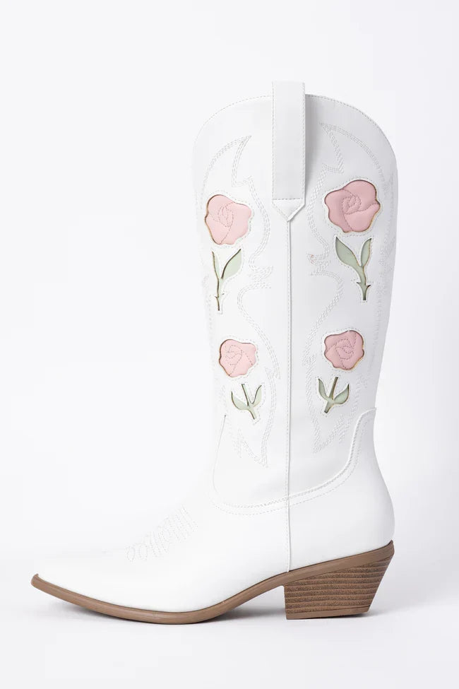 Willa Rose White Cowboy Boots FINAL SALE