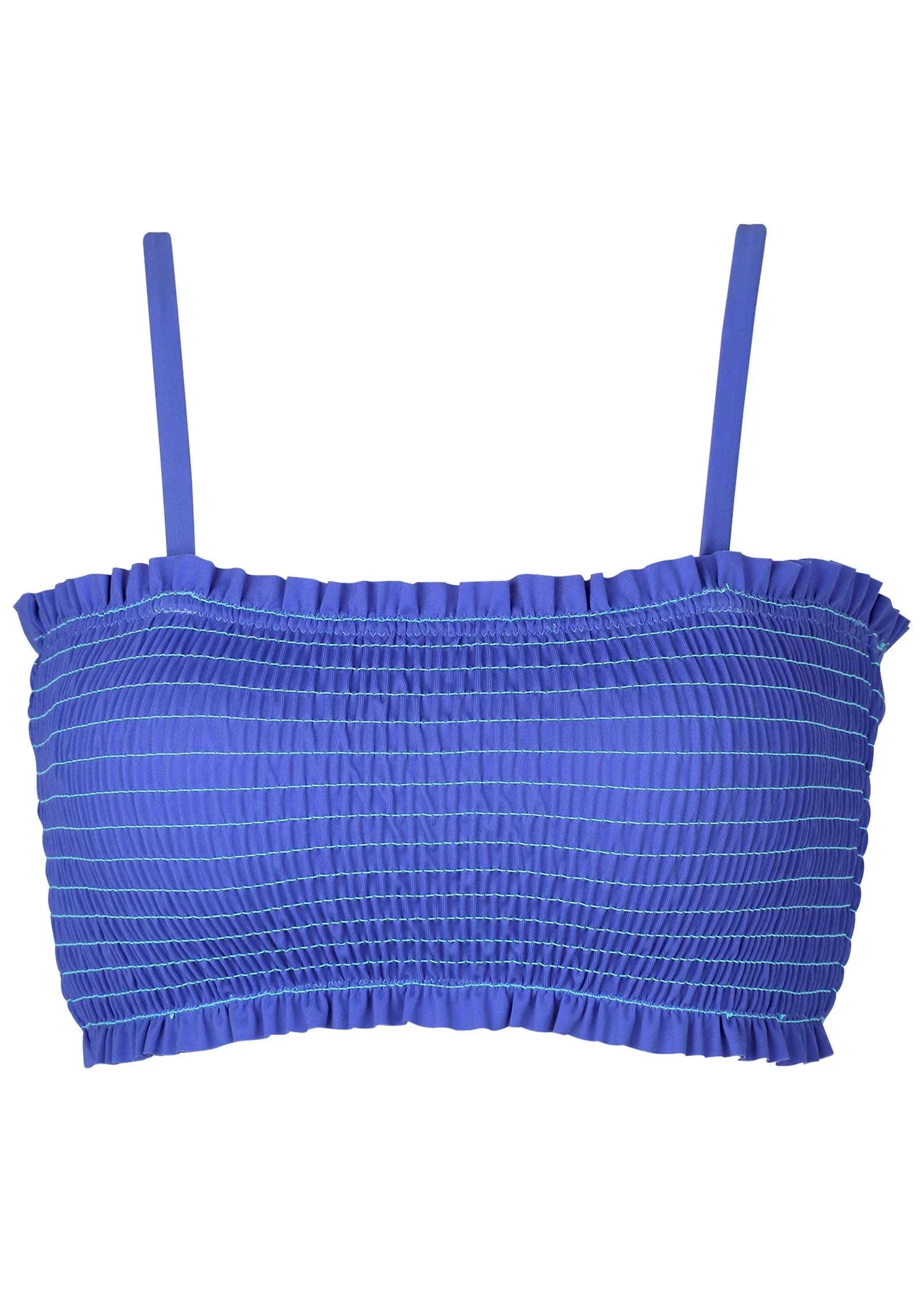 Smocked Bandeau Top Blue
