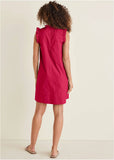 Ruffle Trim Mini Dress Dark Pink