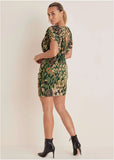 Boatneck Mini Dress Brushed Animal