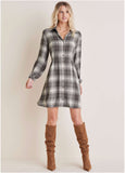 Brushed Plaid Dress White Black