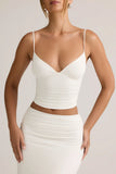 Modal V Neck Ruched Camisole Top in White