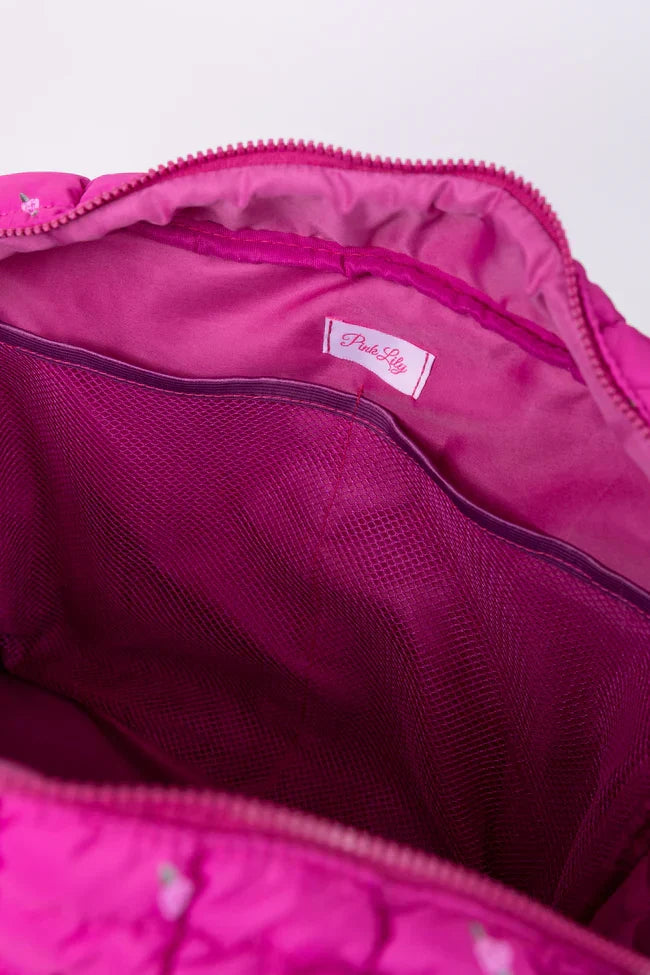 Haylie Fuchsia Petal Pop Quilted Weekender Bag
