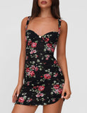 ANDEE MINI DRESS BLACK FLORAL BLACKROSE