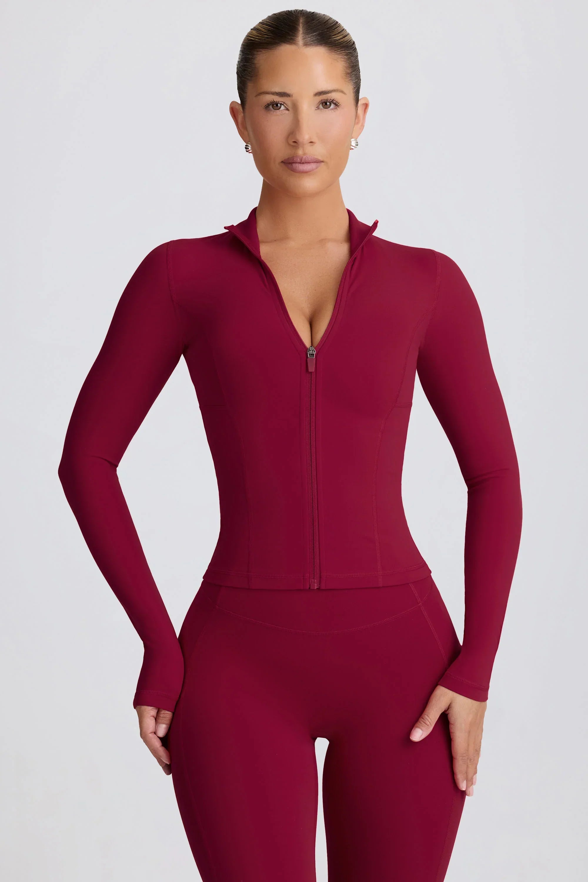 Soft Active Zip Up Jacket in Burgundy