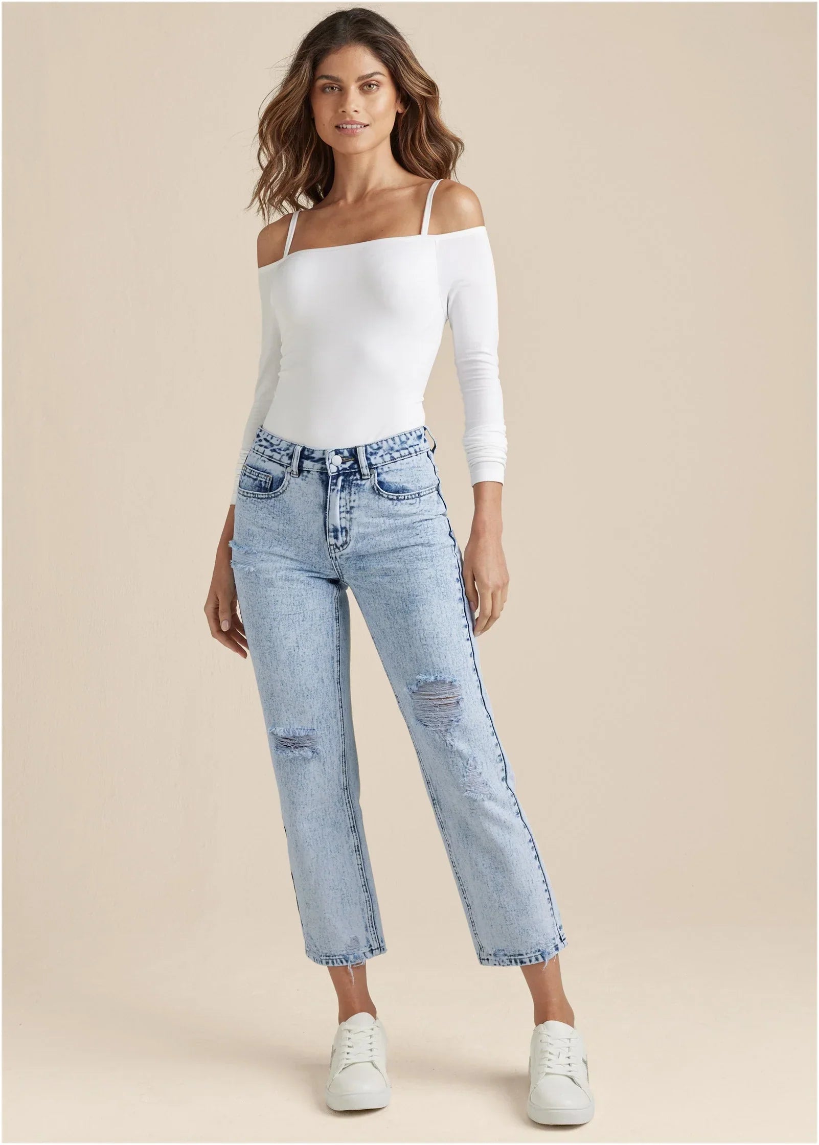 Stove Pipe Distressed Jeans Acid Wash