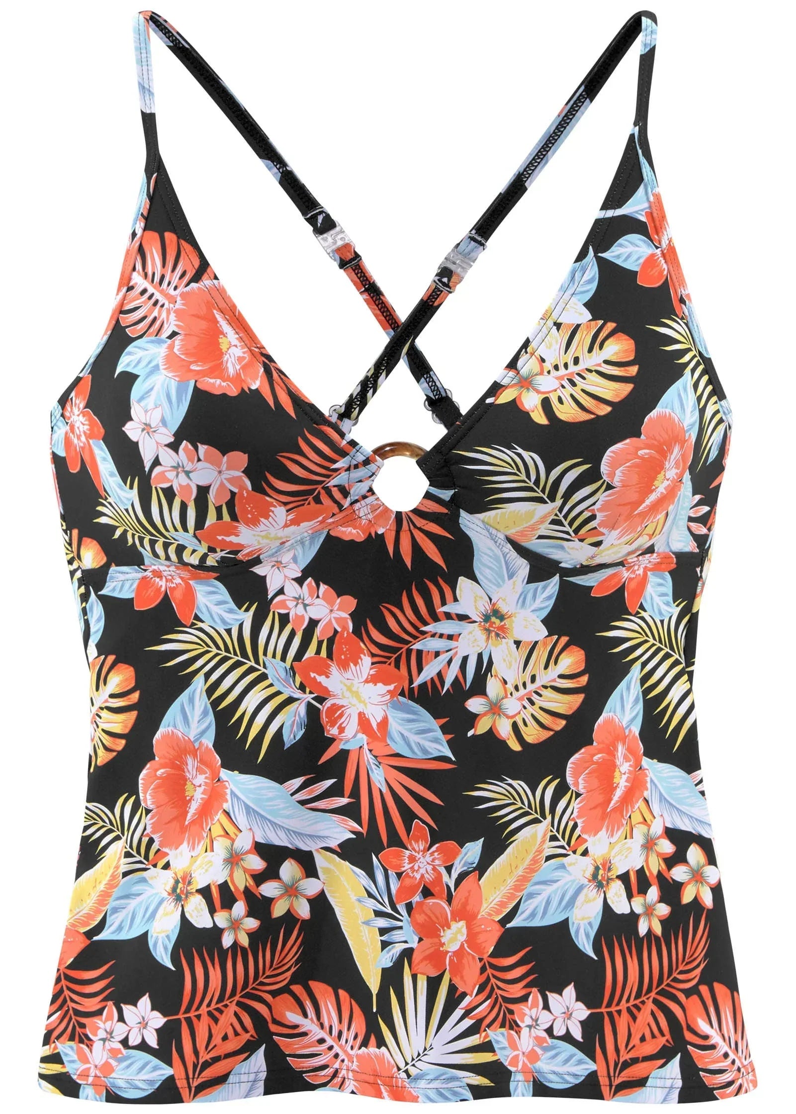 Halter Tankini Top Red Yellow Tropic