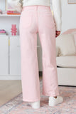 Sutton Pink Wide Leg Patch Pocket Jeans