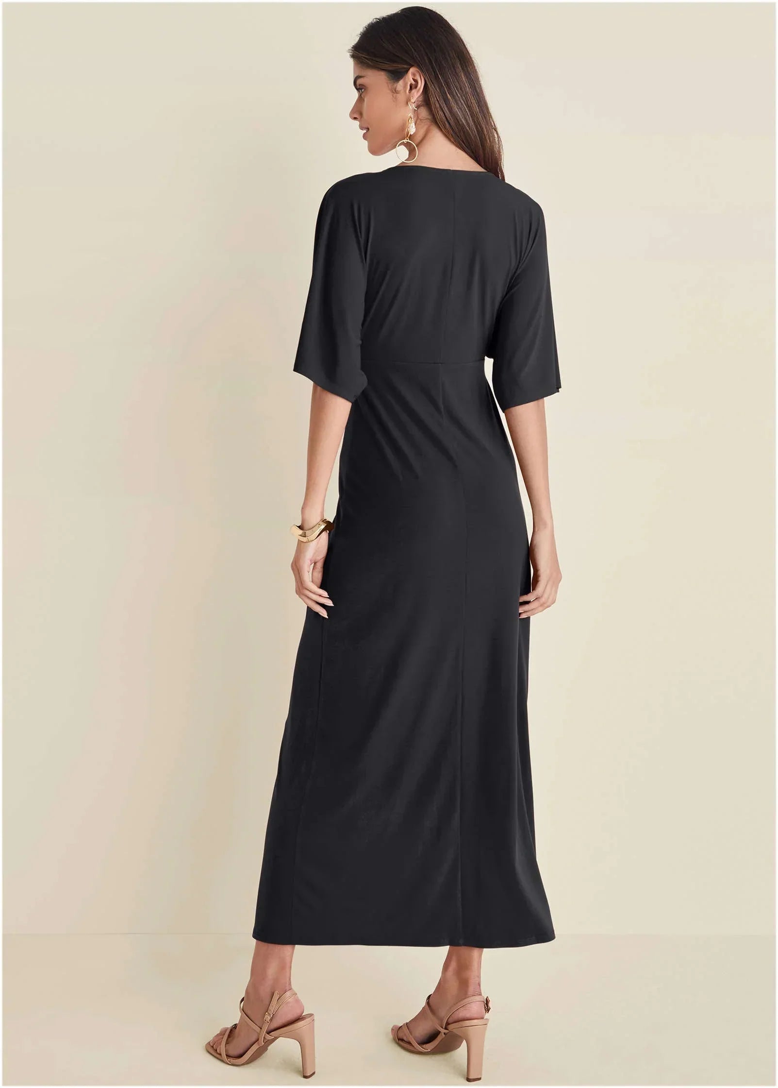 Twist Front Maxi Dress Jet Black
