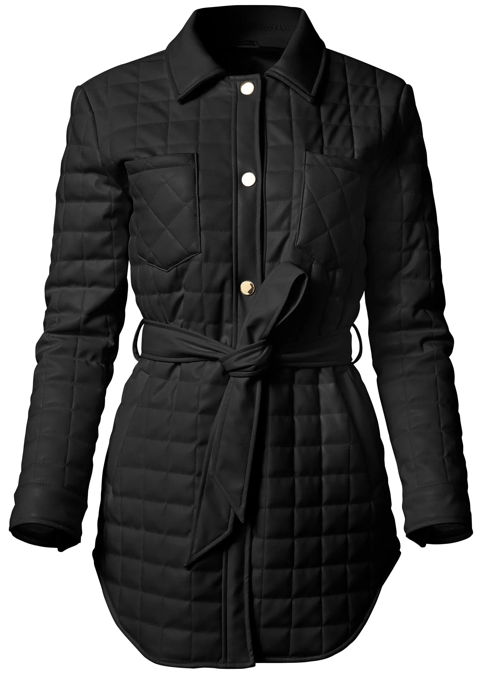 Faux Leather Shacket Black