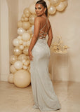 Mila Glitter Split Gown Gold
