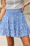 Through The Garden Blue Floral Print Skort