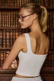 Seamless Soft Rib Square Neck Tank Top in White