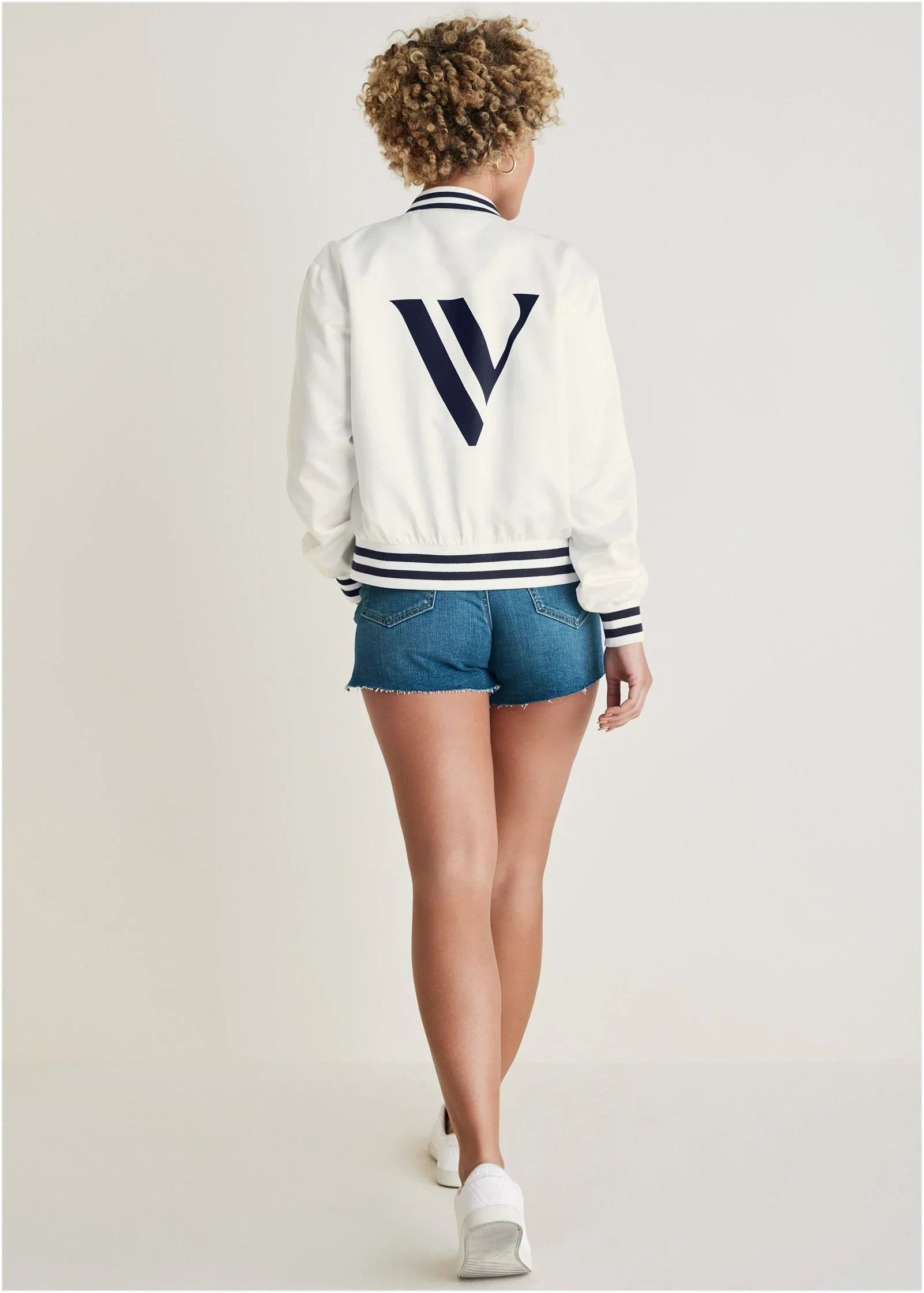 V Matte Satin Bomber Cloud Dancer