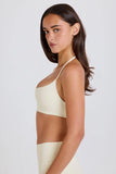 Scoop Neck Halterneck Sports Bra in Cream