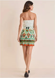 Poplin Strapless Mini Dress Seti Olive Ikat