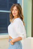 Cora Ivory Daisy Embroidered Gauze Top