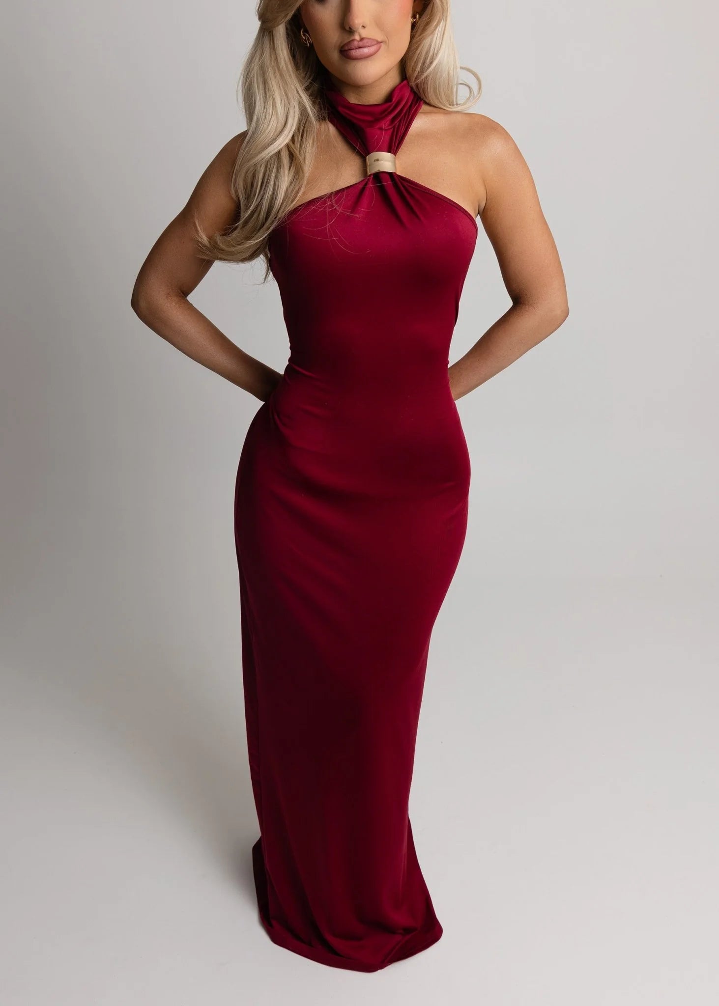 Romance Me Halterneck Maxi Wine