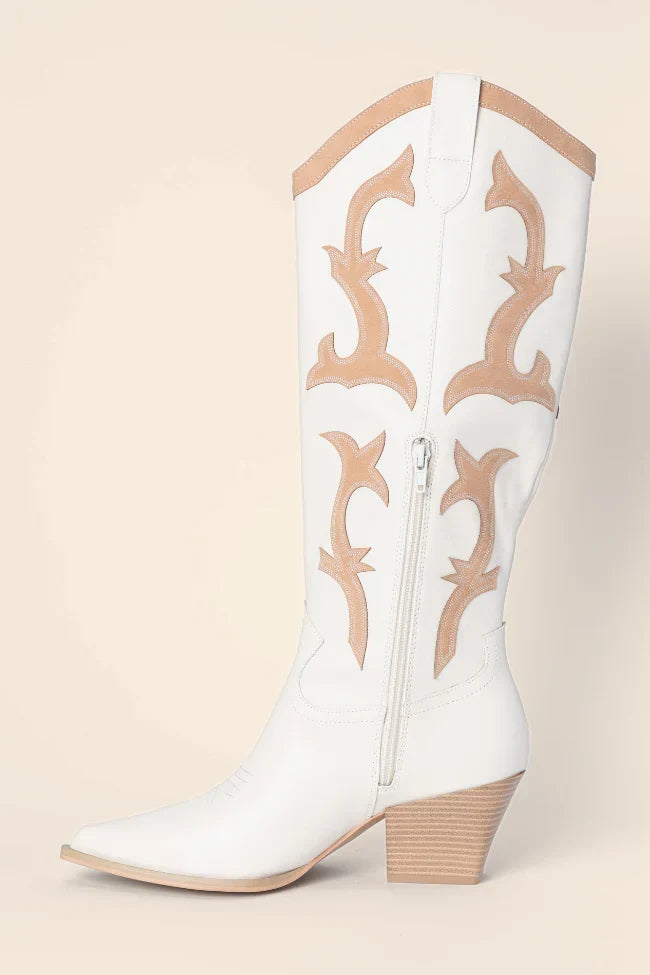 Adriana Beige Cowboy Boots FINAL SALE