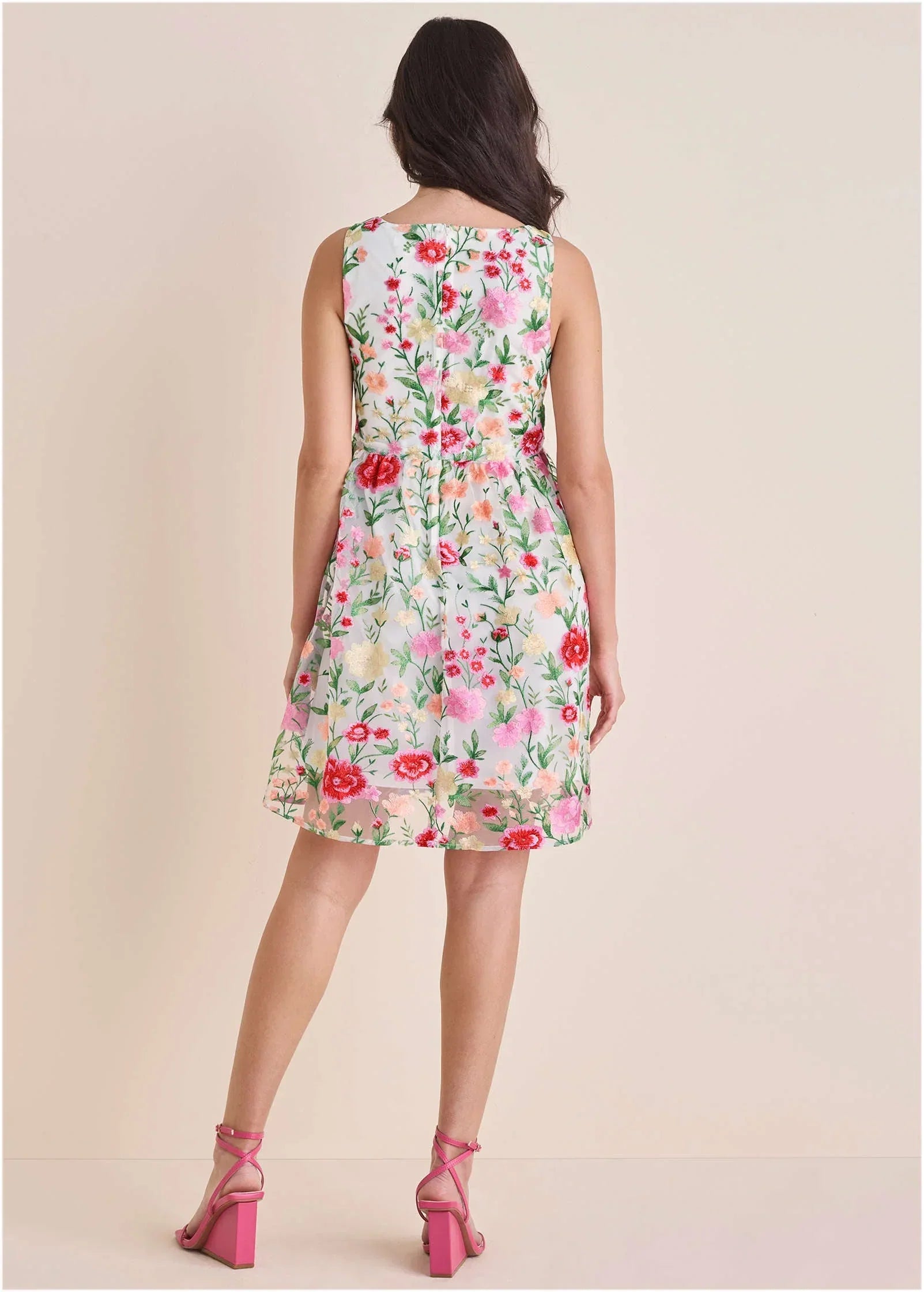 Embroidered Babydoll Mini White Multi