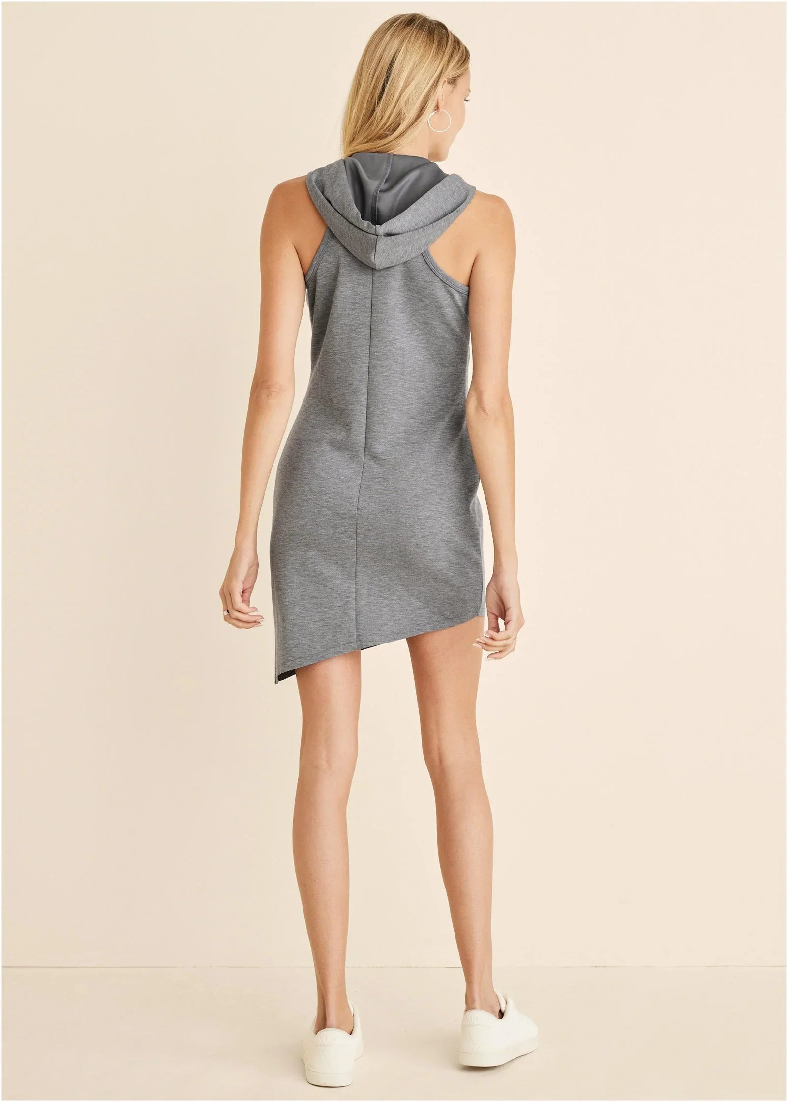 Hooded Seam Detail Dress Medium Heather Grey