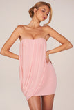 Bandeau Draped Mini Dress in Blush Pink