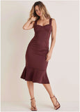Ruffle Trim Midi Dress Wine